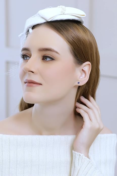 Boucles d'oreilles classiques en saphir | Or blanc