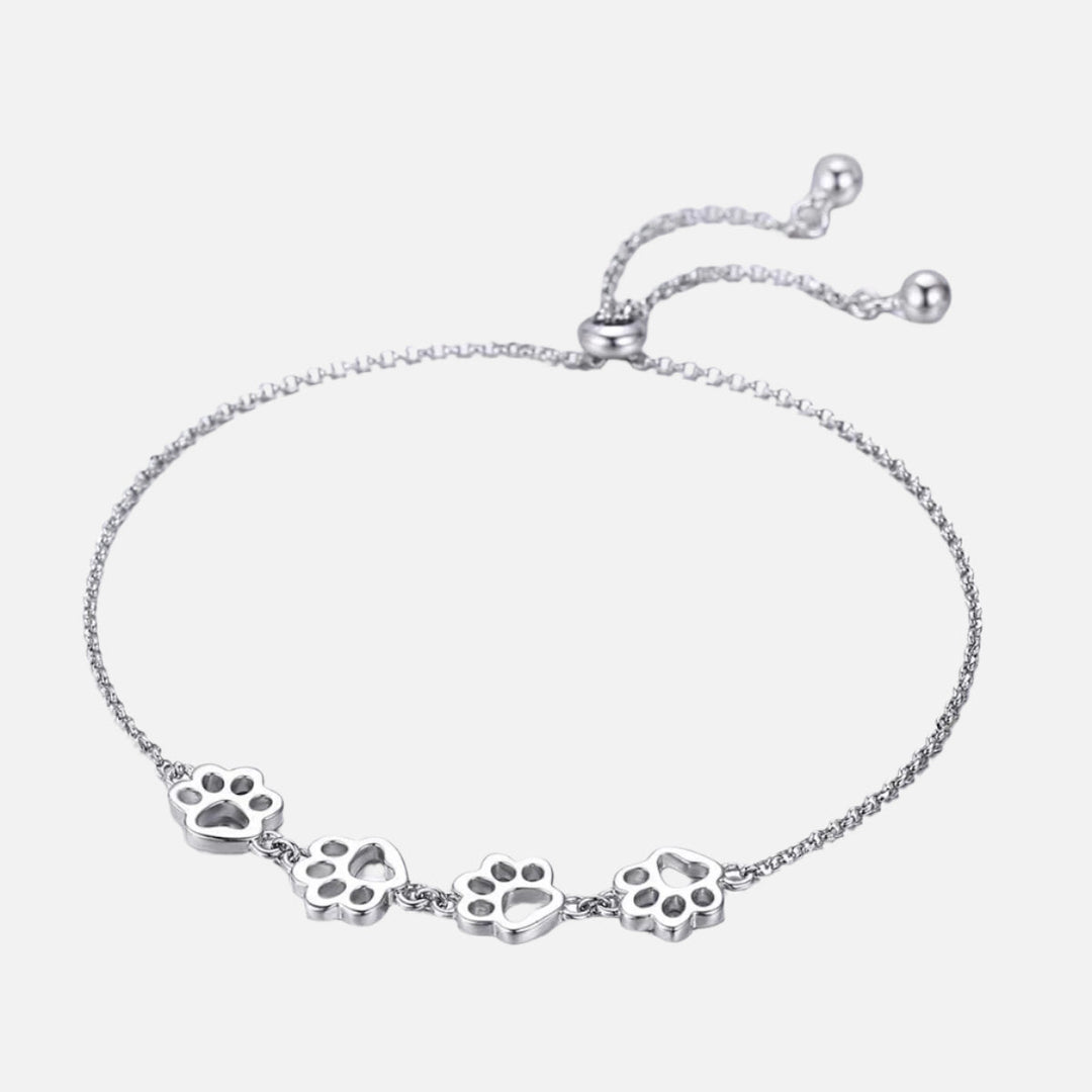 Bracelet en Argent Sterling avec Empreinte de Patte – Ajustable