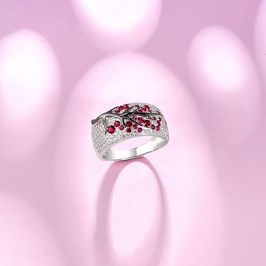 Bague Arbre de Fleurs Ruby | Or Blanc