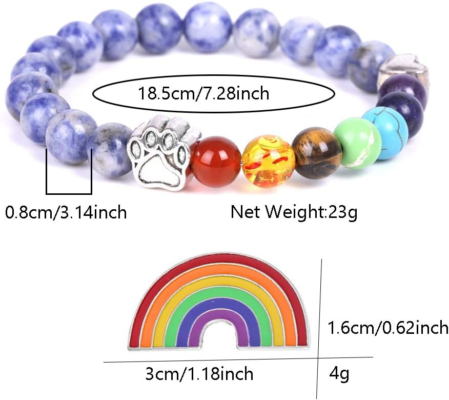 Bracelet commémoratif du Pont Arc-en-ciel – Cadeau de perles 7 Chakras pour la perte d'un animal