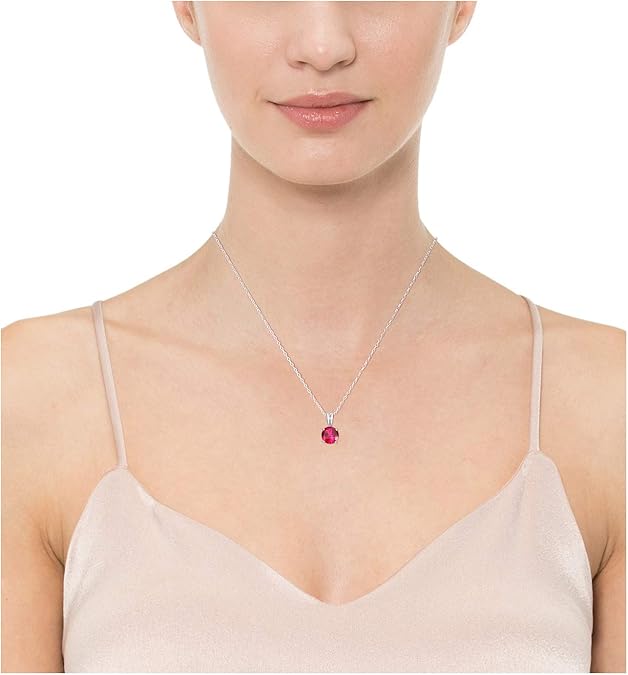 Collier en Rubis Taillé Rond | Or Blanc