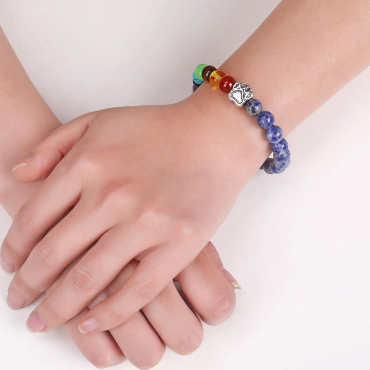 Bracelet Mémorial Pont Arc-en-Ciel – Cadeau de Perles 7 Chakras pour la Perte d'Animal