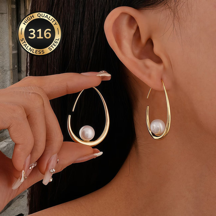 Boucles d'oreilles créoles en perles de croissant