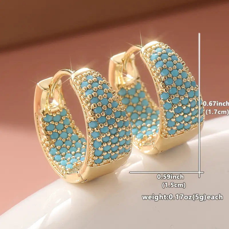 Boucles d'oreilles créoles en turquoise et ton doré | Or