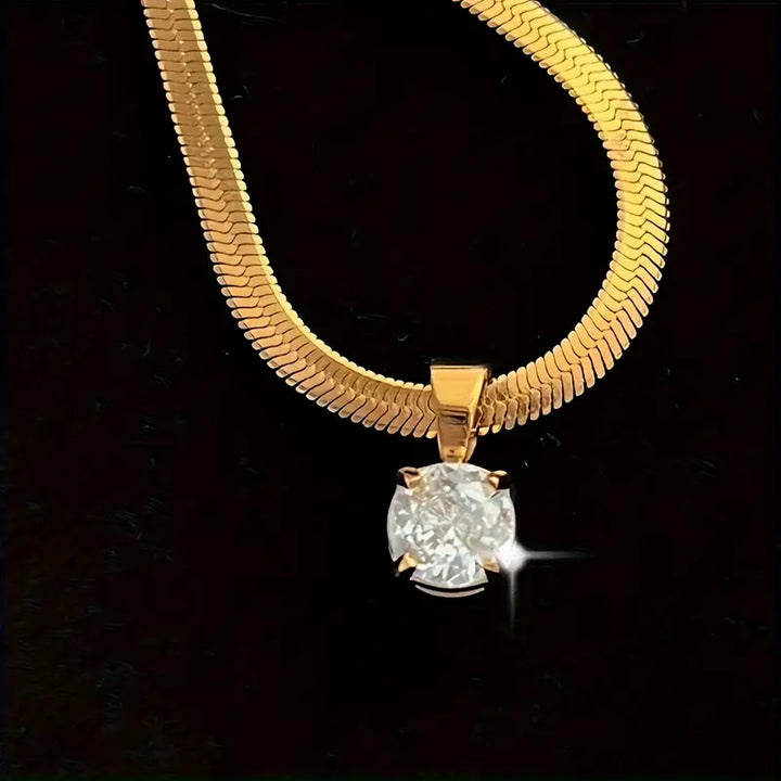 Collier Pendentif Élégant en Strass | Or