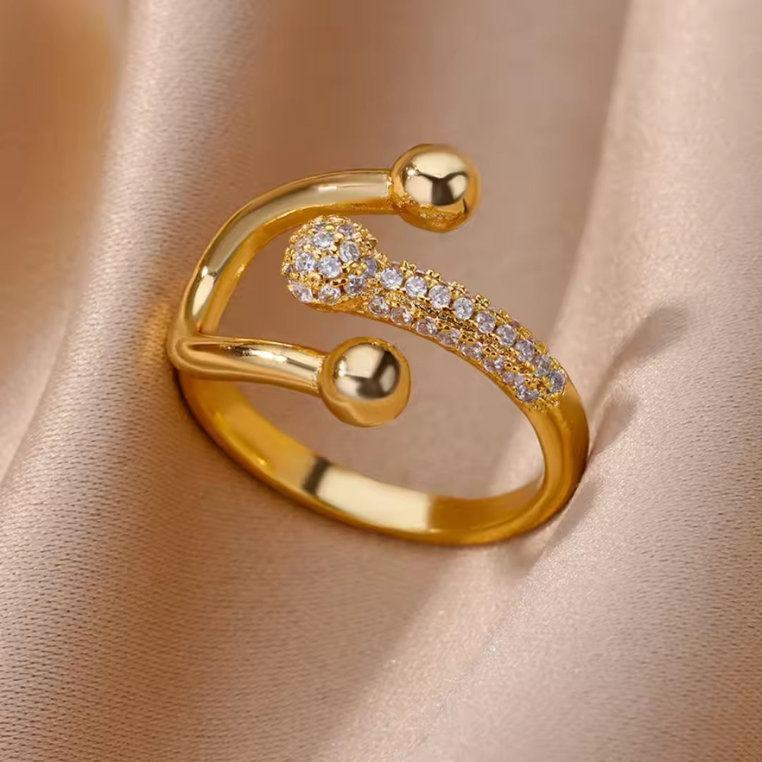 Bague en perles dorées ajustables