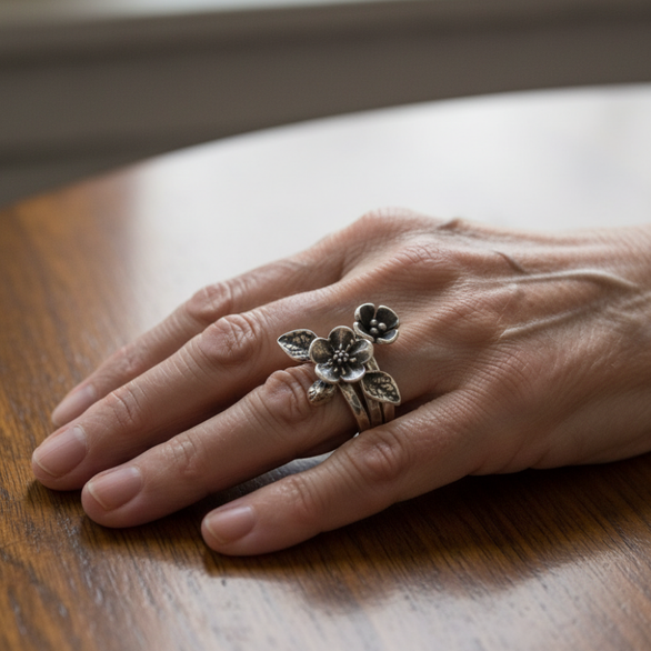 Bague en Argent Vintage Fleurie