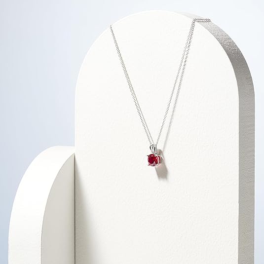 Collier en Rubis Taillé Rond | Or Blanc