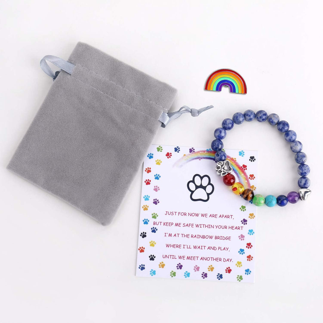 Bracelet commémoratif du Pont Arc-en-ciel – Cadeau de perles 7 Chakras pour la perte d'un animal