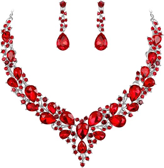 Ensemble de Bijoux en Cristal Ruby | Or Blanc