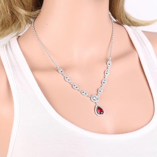 Ensemble Collier et Boucles d'Oreilles Ruby Halo | Or Blanc