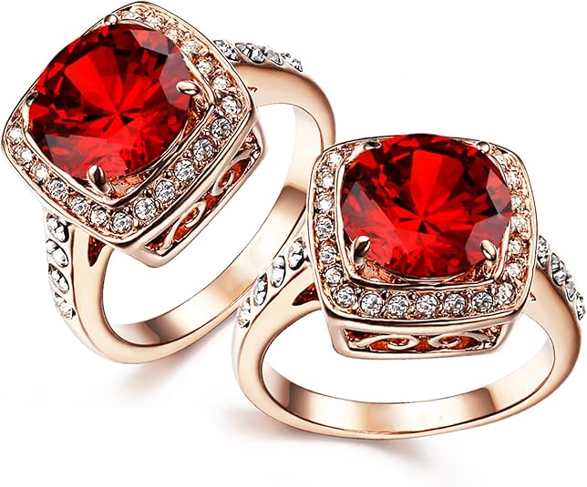 Bague Statement Halo en Rubis | Or Rose