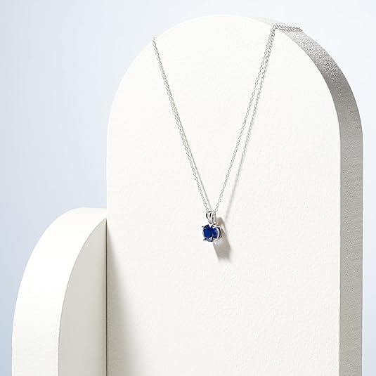 Collier en Saphir Taillé Rond | Or Blanc