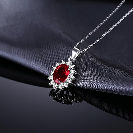 Collier Halo en Rubis Classique | Or Blanc
