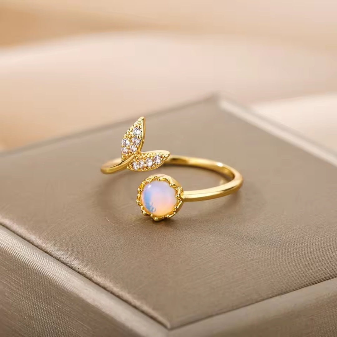 Bague en or océan opale ajustable