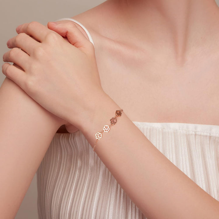 Bracelet en Argent Sterling avec Empreinte de Patte – Taille Ajustable