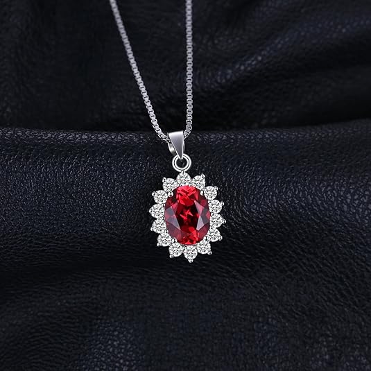Collier Halo en Rubis Classique | Or Blanc