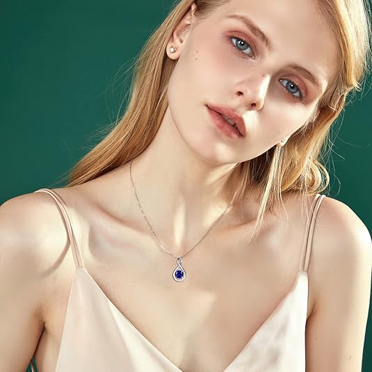Collier Pendentif Infini en Saphir | Or Blanc