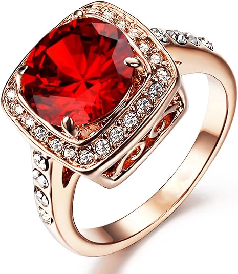 Bague Déclaration Halo en Rubis | Or Rose