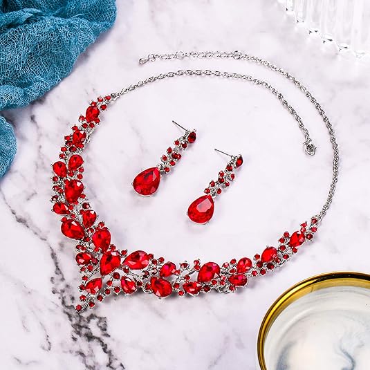 Ensemble de Bijoux en Cristal de Rubis | Or Blanc