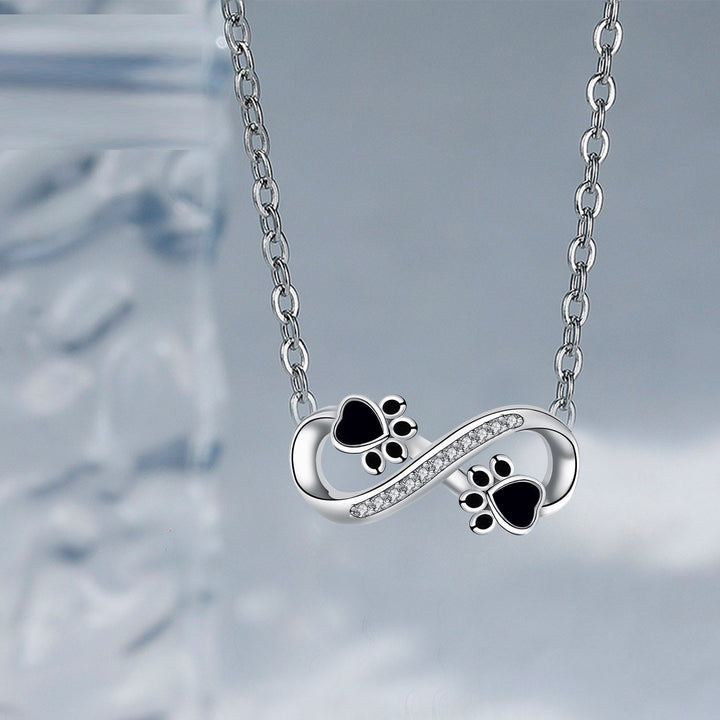 Collier Infini avec Empreinte de Patte et Zirconia