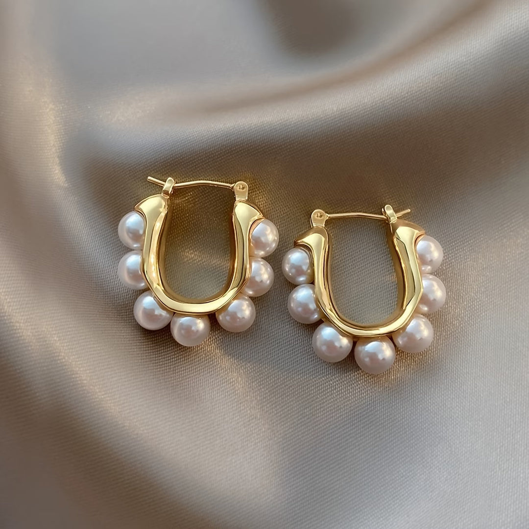 Boucles d'oreilles créoles en perles regroupées