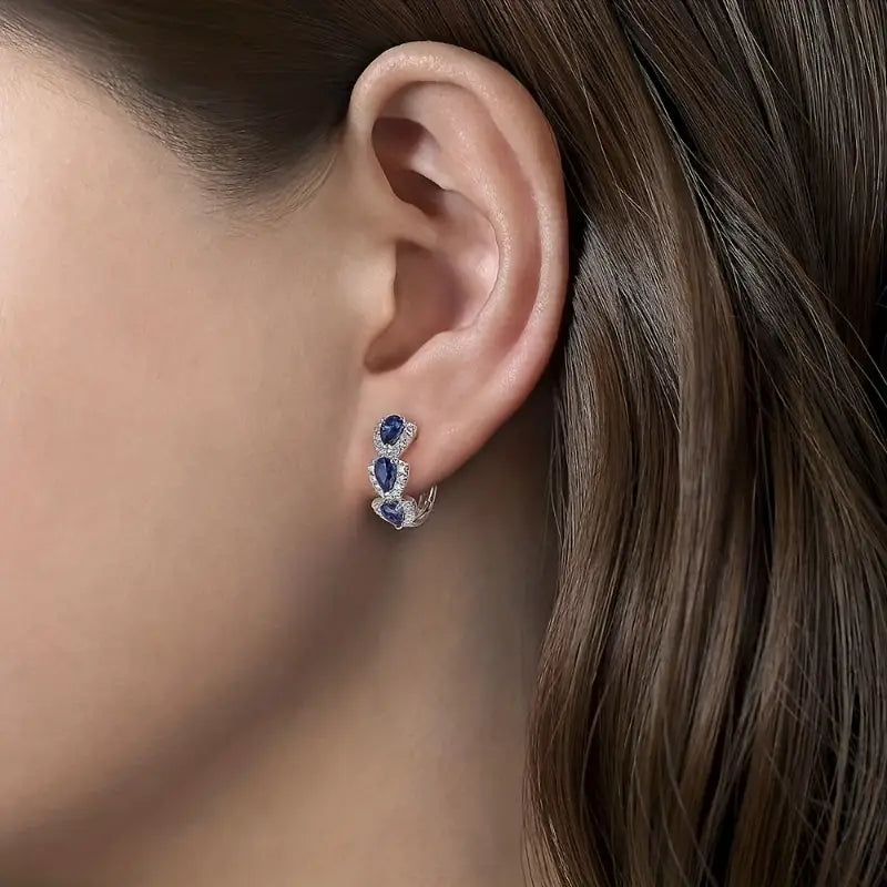Boucles d'oreilles Royal Sapphire Crest | Or blanc