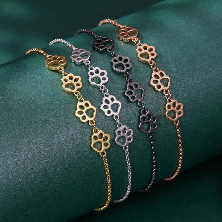 Bracelet en Argent Sterling avec Empreinte de Patte – Ajustable