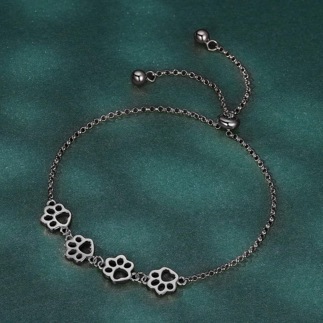 Bracelet en Argent Sterling avec Empreinte de Patte – Ajustable
