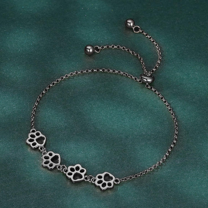 Bracelet en Argent Sterling avec Empreinte de Patte – Taille Ajustable