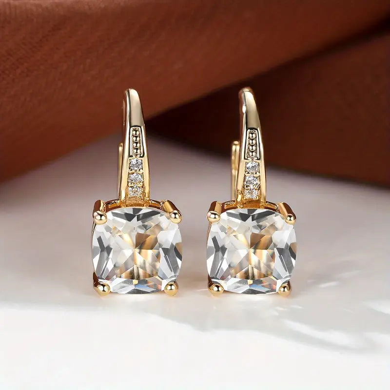 Boucles d'oreilles créoles en pierre de saphir mystique | Or