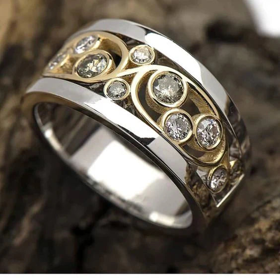 Bague en Zirconium Vintage Or & Argent Lierre