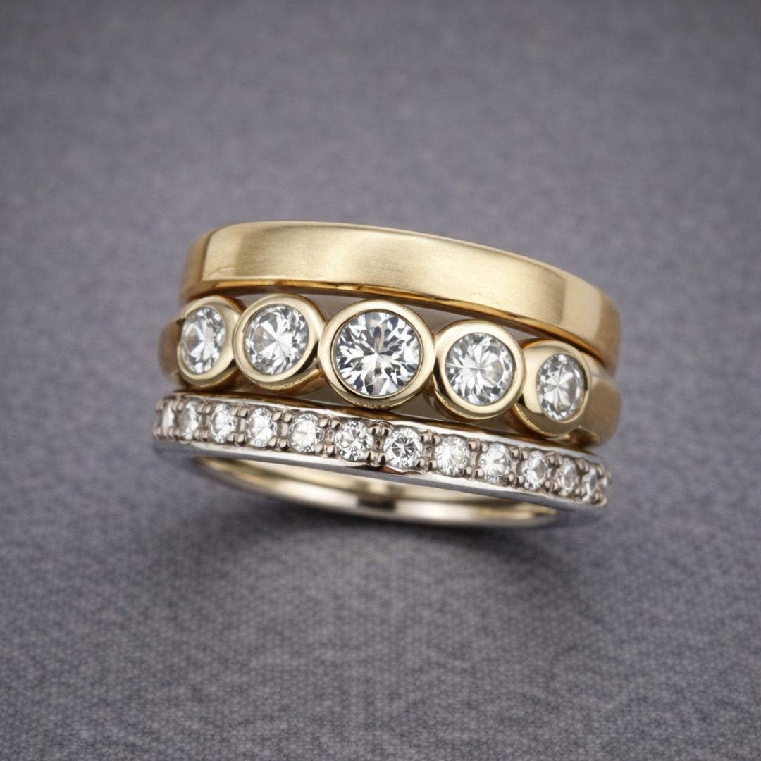 Bague d'anniversaire en or classique avec diamant