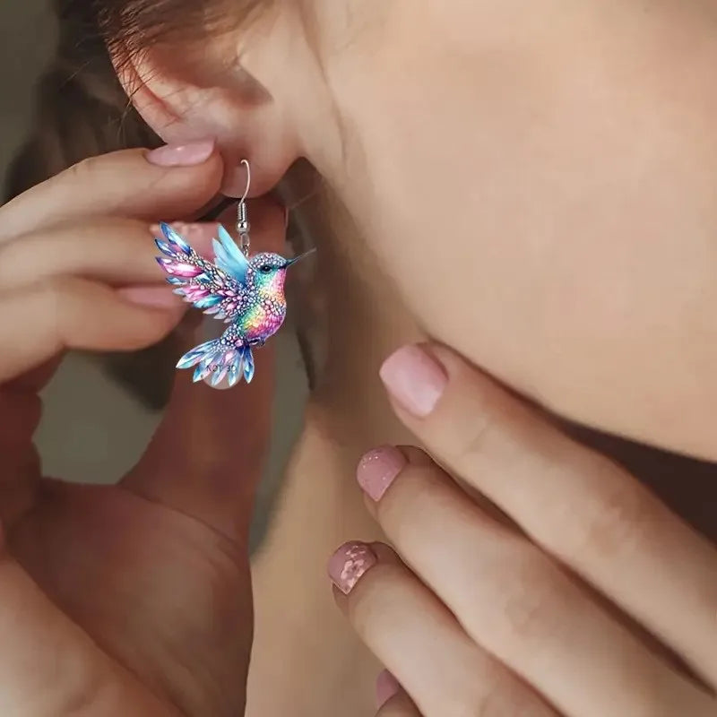 Boucles d'oreilles pendantes en colibri