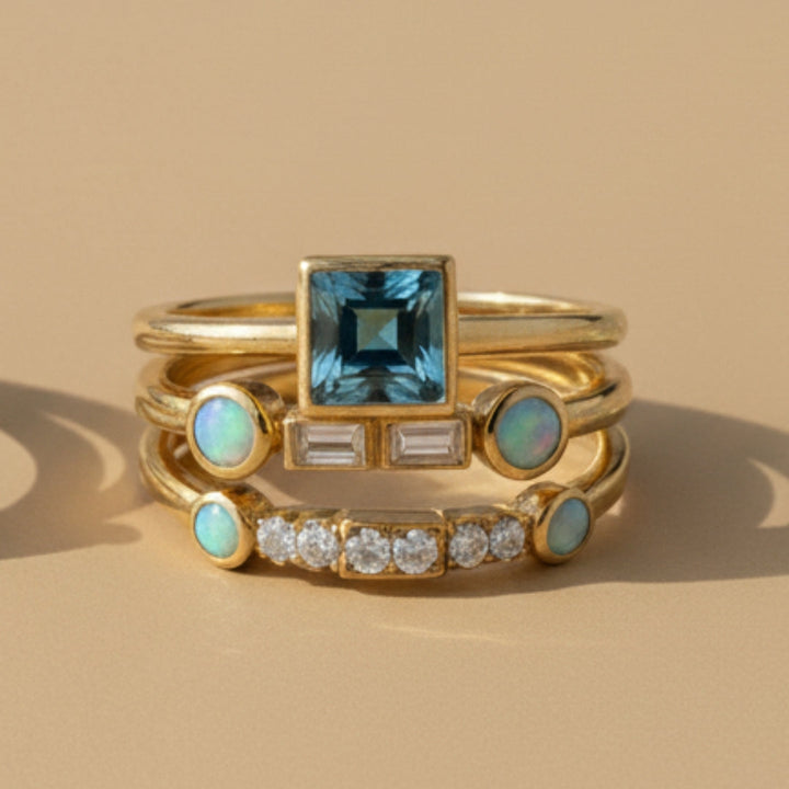 Bague Vintage en Cristal Bleu
