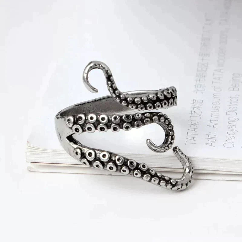 Bague Argent Ajustable Tentacules
