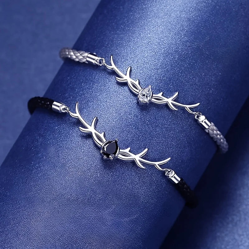 Bracelet en Cœur de Corne de Cerf avec Zircon