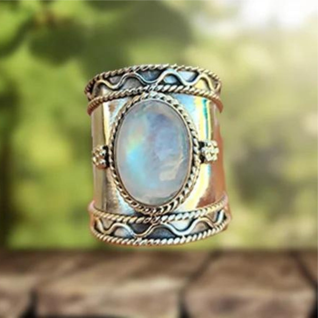 Bague Large en Pierre de Lune Bohémienne