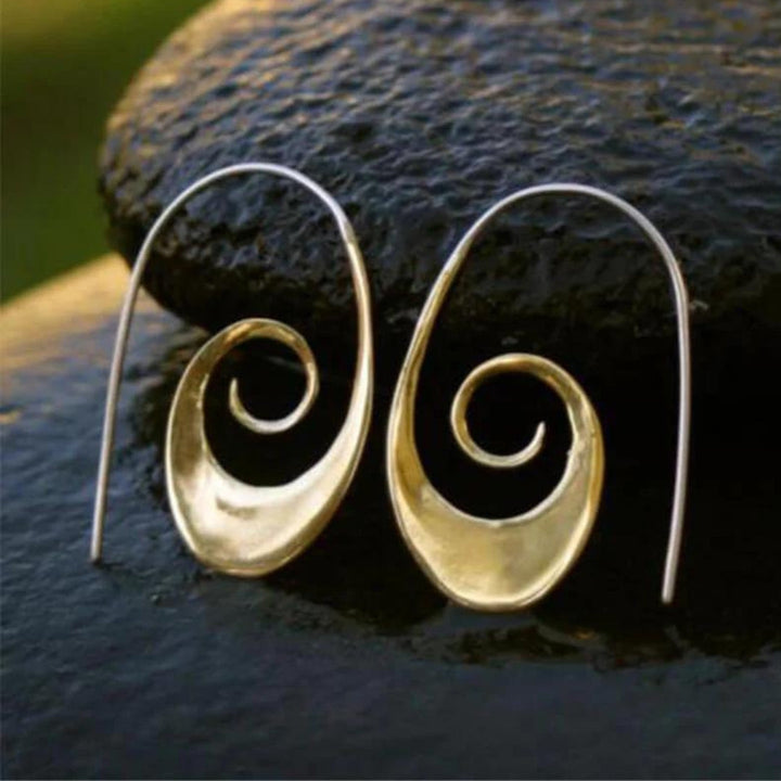 Boucles d'oreilles spirales boho en or
