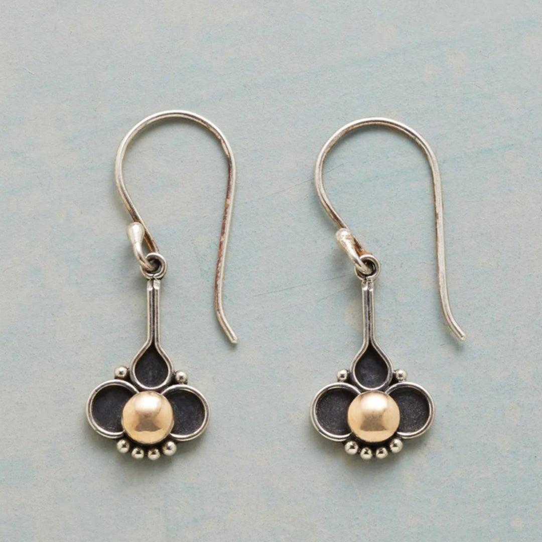 Boucles d'oreilles Boho Trèfle avec Perles en Or
