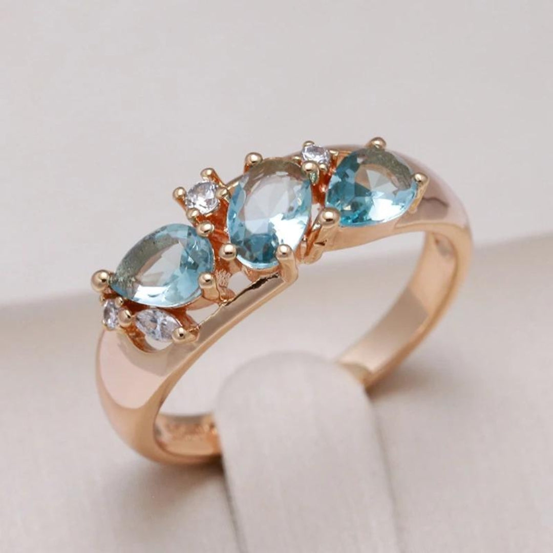 Bague en Zirconium Bleu en Or