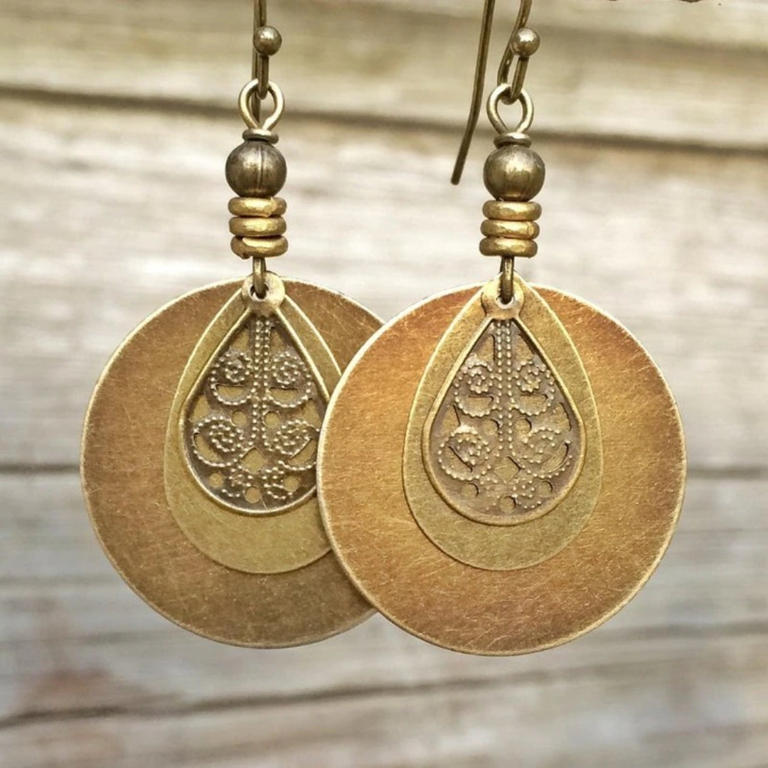 Boucles d'oreilles rondes dorées vintage