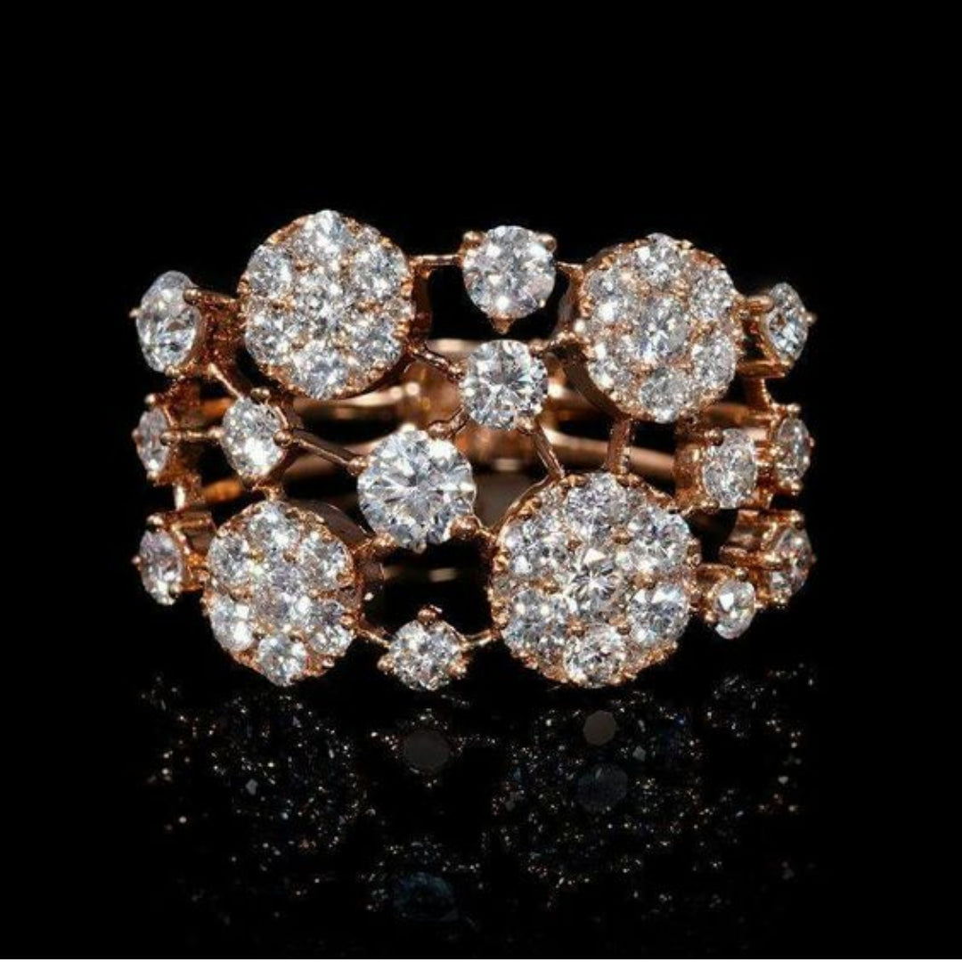 Bague en Or Rose Vintage avec Pierres Incrustées