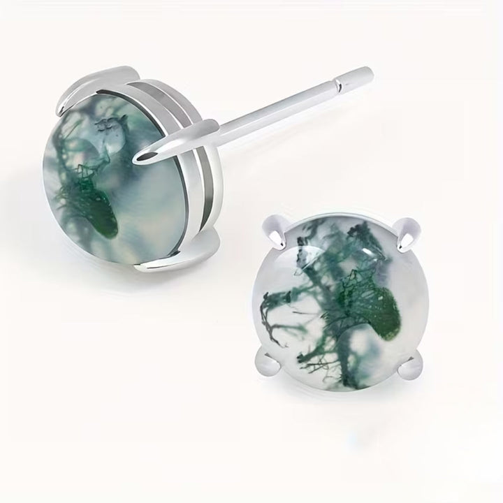 Boucles d'oreilles rondes en agate mousse