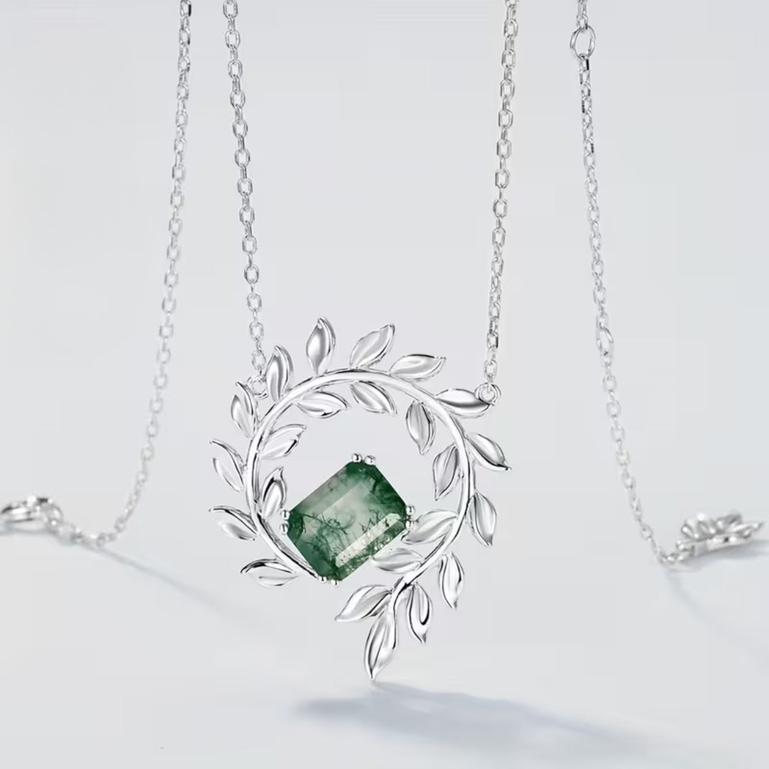 Collier en Agate Mousse et Fougère