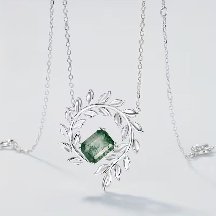 Collier en Agate Mousse et Fougère