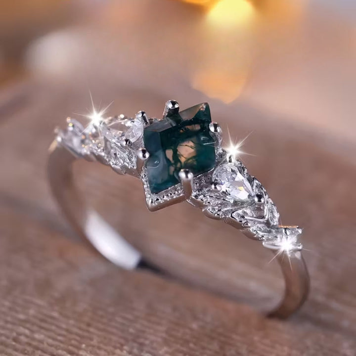 Bague en Argent Bright avec Pierre d'Agate Mousse