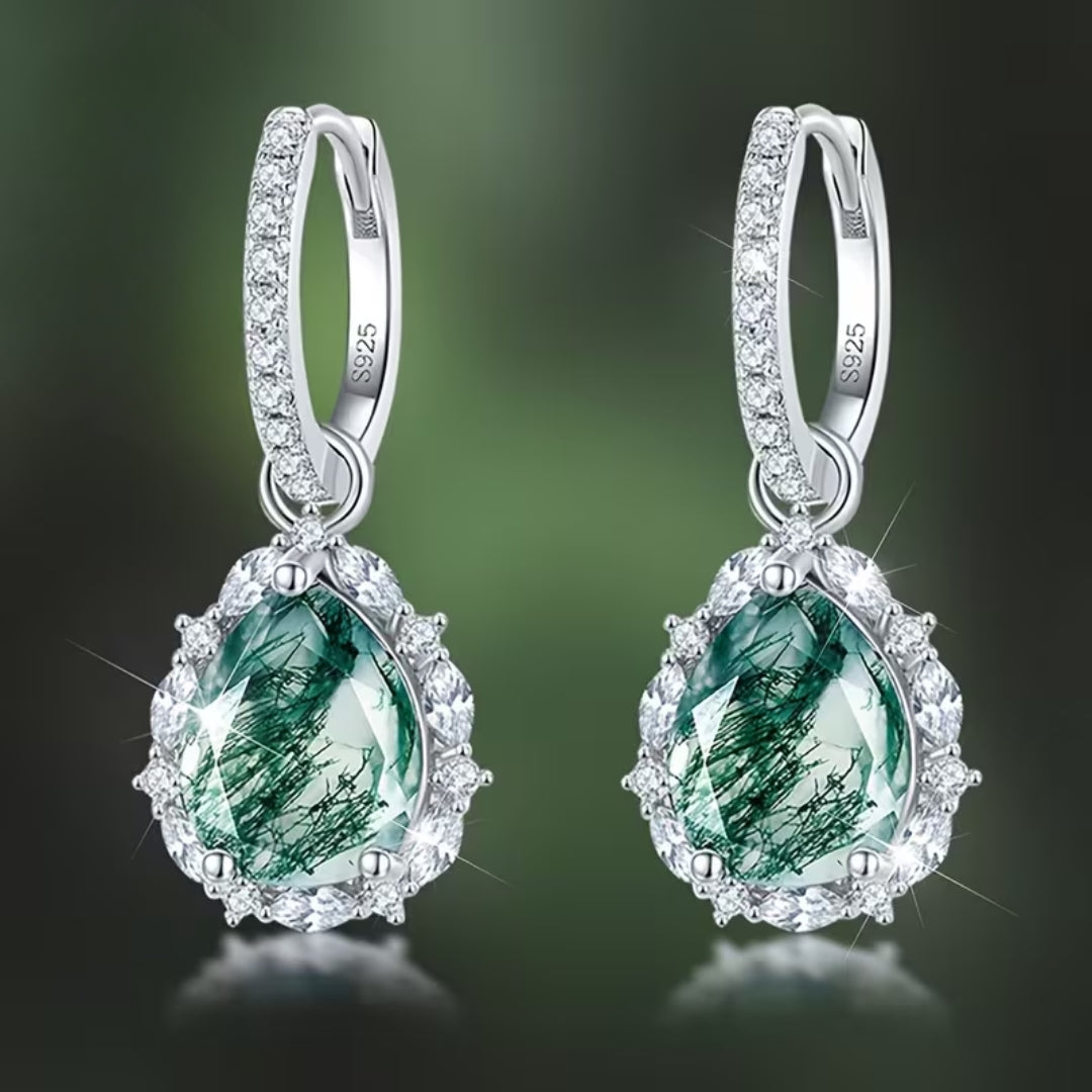 Boucles d'oreilles en agate mousse lumineuses