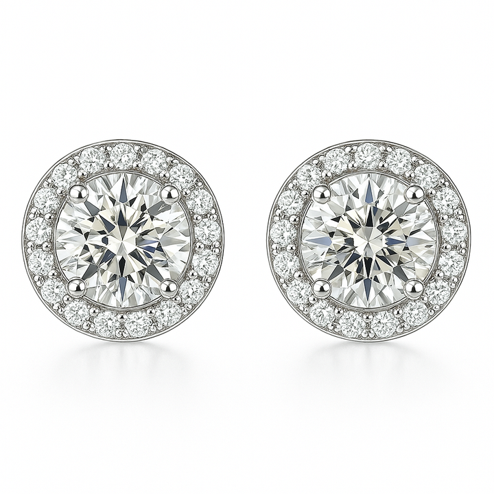Boucles d'oreilles rondes Glamour Glacées | Or blanc 16k