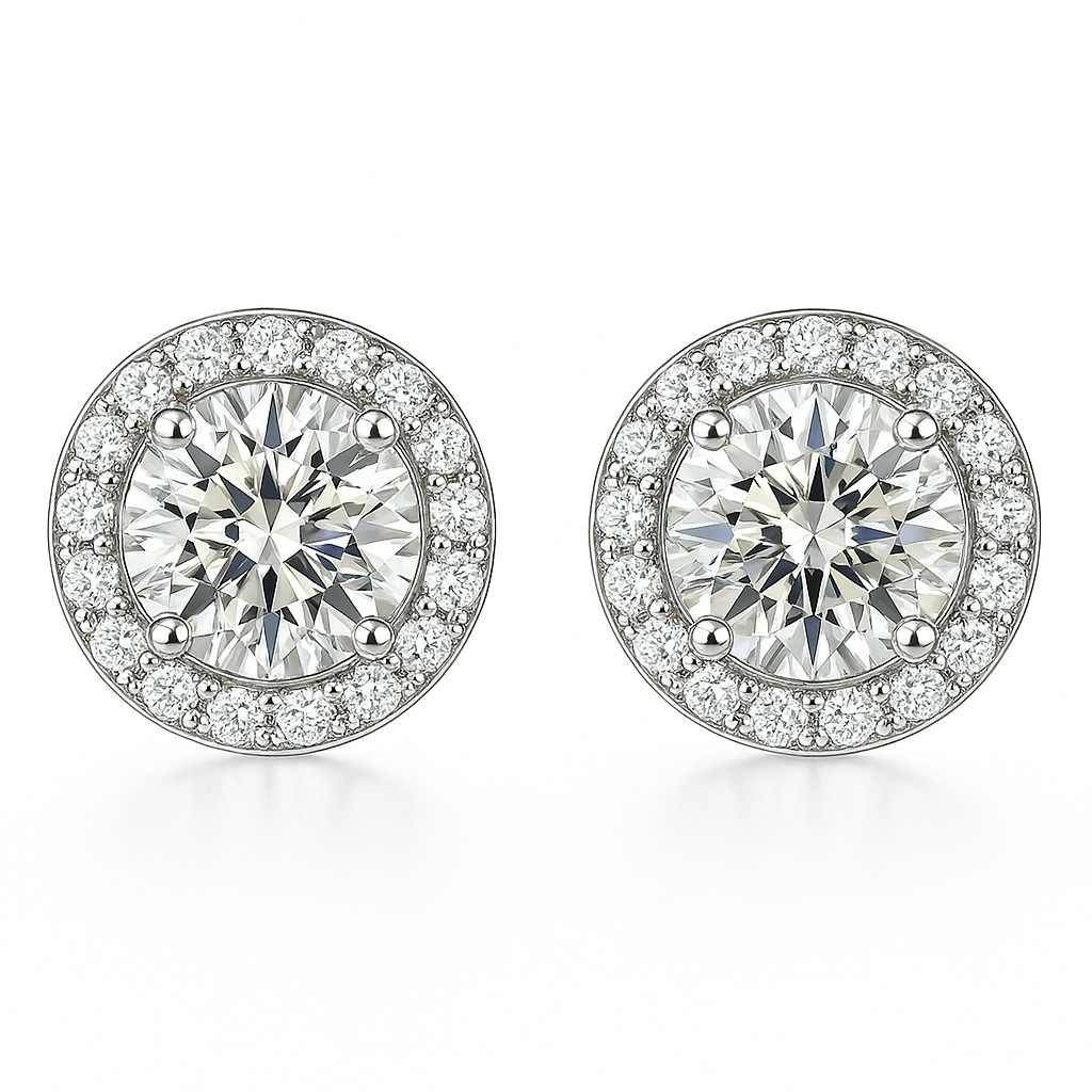 Boucles d'oreilles rondes Glamour en Glace | Or blanc 16k
